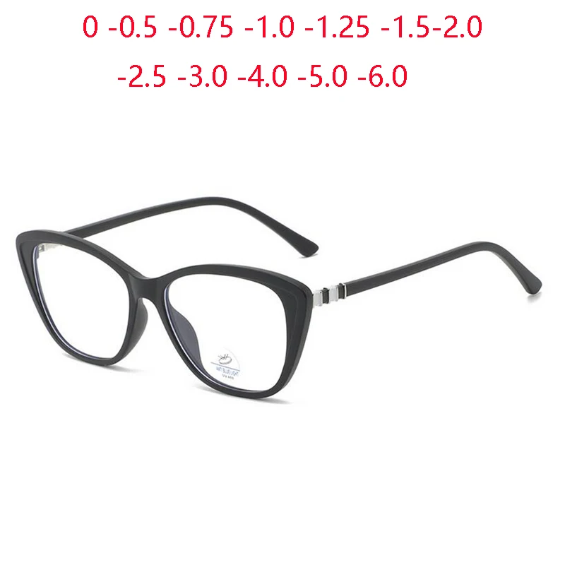 2023 New Blue Light Blocking Cat Eye Prescription Glasses With Cylinder TR90 Trend Myopia Glasses Woman 0 -0.5 -0.75 To -6.0