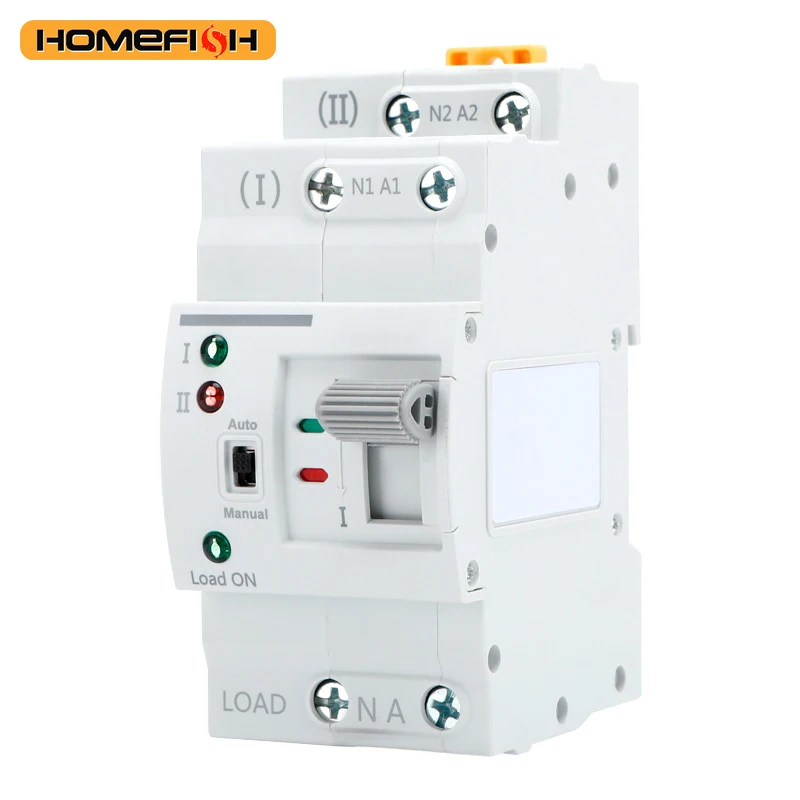 Homefish 2P 63A 110V 220V Uninterrupted ATS Millisecond Auto Transfer Switch PV Isolation Power Switch
