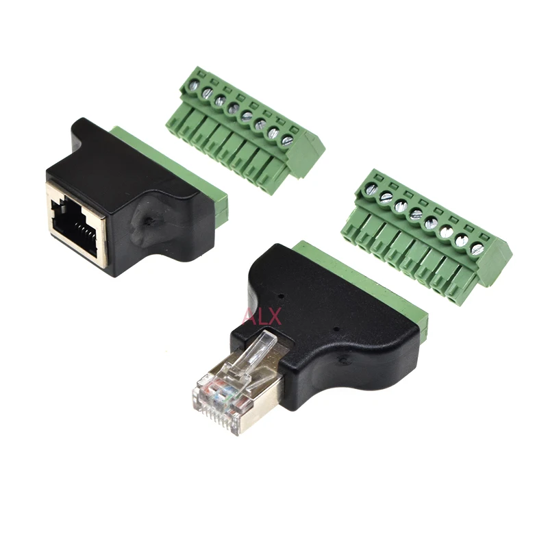 1 buah Adaptor Terminal sekrup RJ45 ke RJ45 kualitas tinggi konektor Male/Female ke 8 Pin Splitter RJ45 untuk CCTV DVR aksesoris CCTV