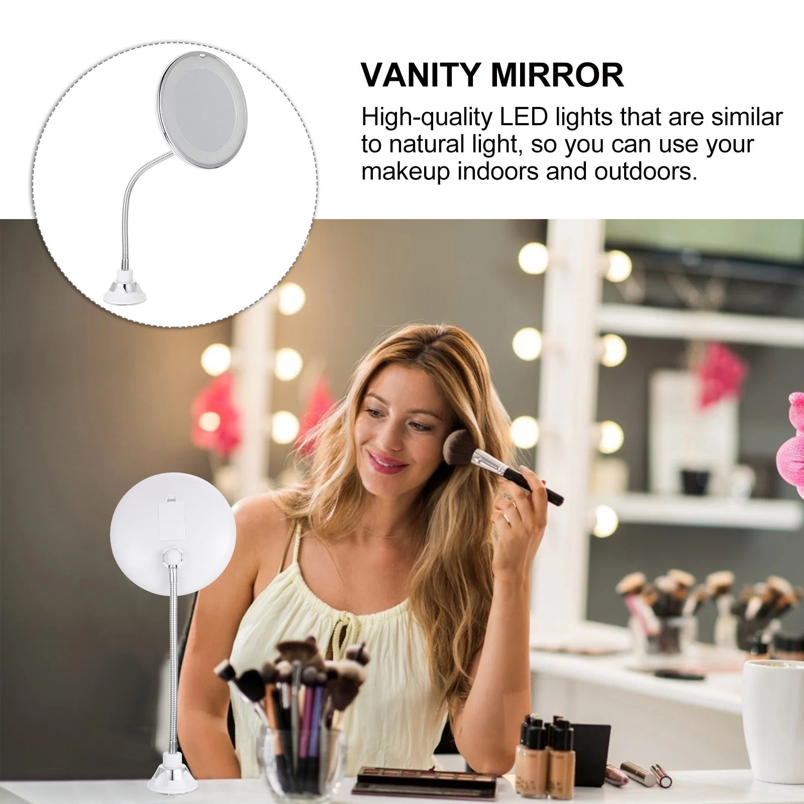 10X مكبرة LED مضاءة مرآة شفط كوب للحمام الغرور منضدية ماكياج الحاجب والرموش الرعاية #2