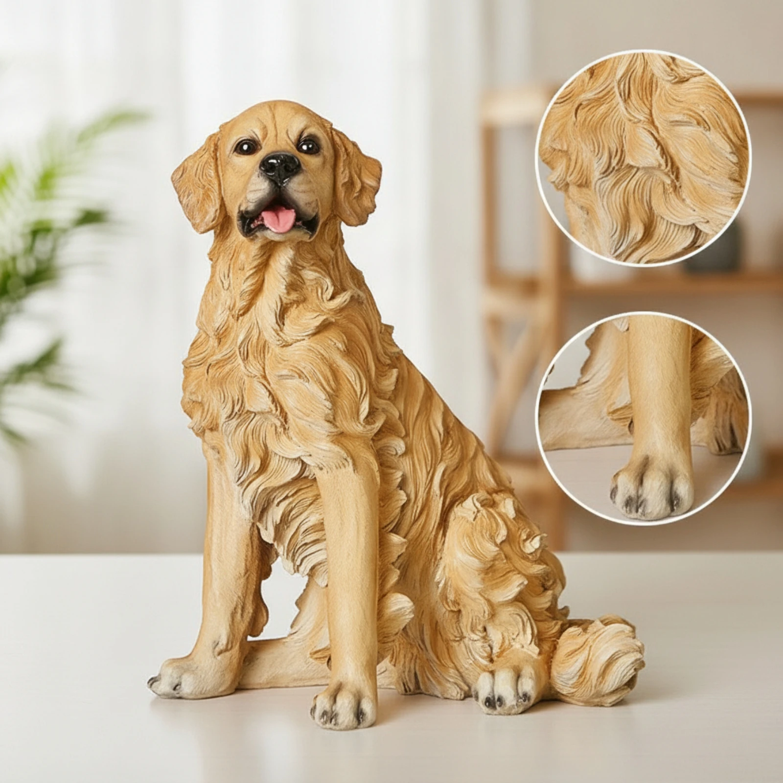 Dog Figurine Realistic Dog Figurine with Resin Decor Freestanding Lifelike for Pet Owners, Shelf, Living Room