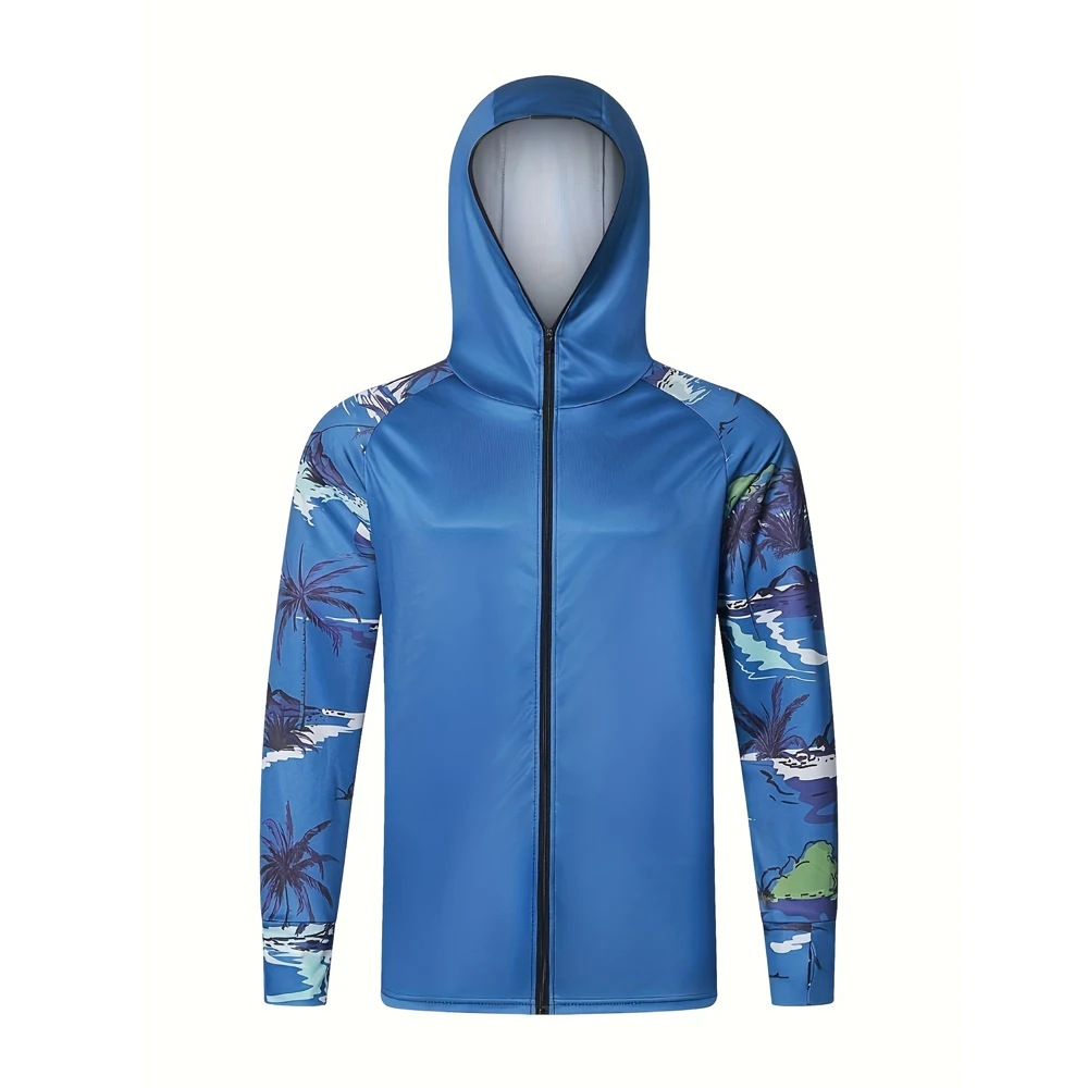 New Men's Anti-UV Comfortable Ventilation Fishing Shirts Hoodie Jerseys With Zipper Fishing Clothing Hiking