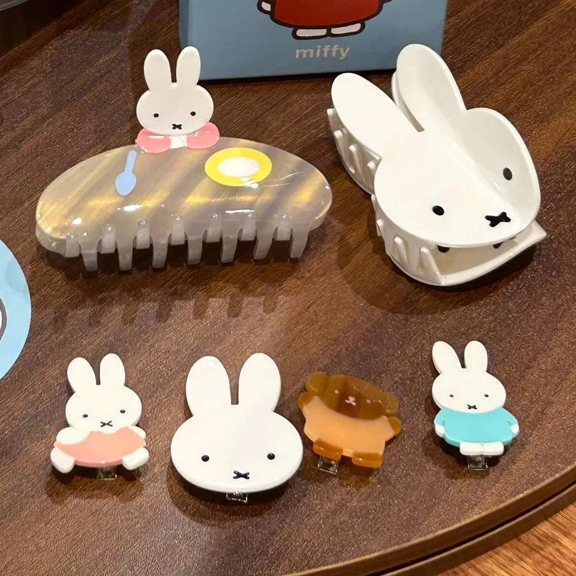 Urocza spinka do włosów Miffy, słodka spinka do włosów z kreskówką na tył głowy, słodka dziewczęca spinka do włosów z serduszkiem, spinka do grzywki dla dziewczynki, prezent urodzinowy/świąteczny dla dziewczynki