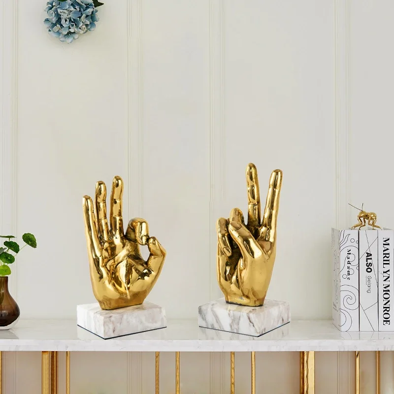 Brass Gesture Shape Ornaments Personalized Office Desk Accessories Usa Decorations for Home