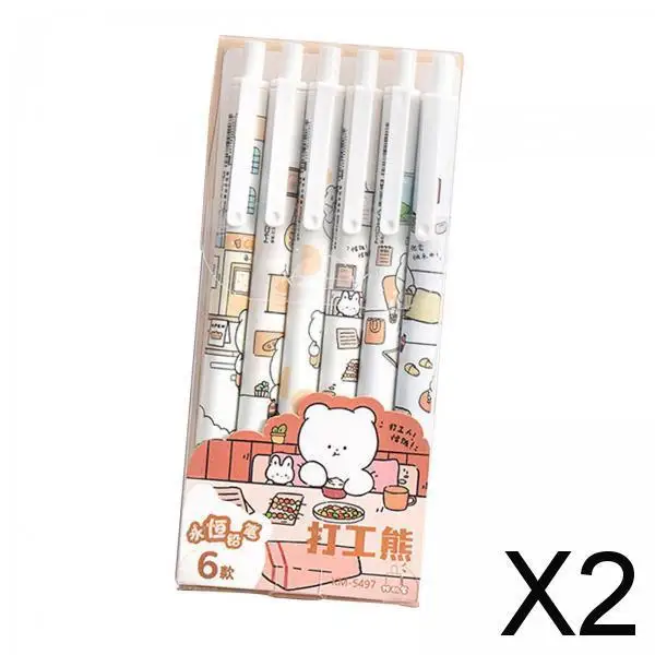 2x6Pcs Rollerball Pens Retractable Ballpoint Pens for Students Kids Journaling