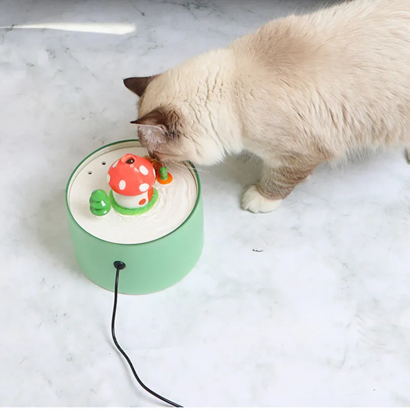 Fountain For Cat Water Ceramic Filter Pet Mushroom Auto Drinking Electric Dispenser Feeder Kitten Drinkers Bowl Pump USB Charge