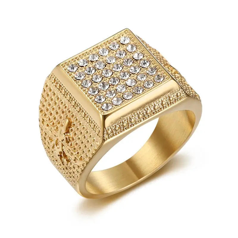 

Kitykiss's new hip-hop men's ring, made of gold-plated titanium steel and set with diamonds, is a Persian Zoroastrian ring.