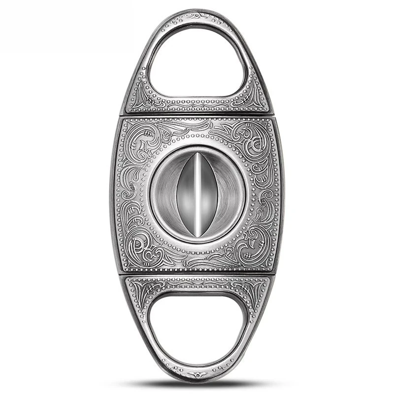 

Gift giving Portable perforated double-edged flat scissors V scissors German stainless steel cigar scissors gift giving