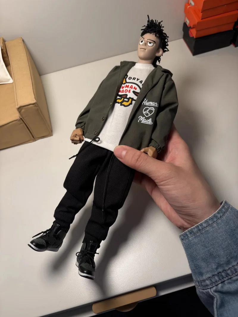[15days produce]1/6 Scale Hooded Loose Jacket Wide Leg Pants Black Sweatpants Fit 12inch Action Figure Model Toys