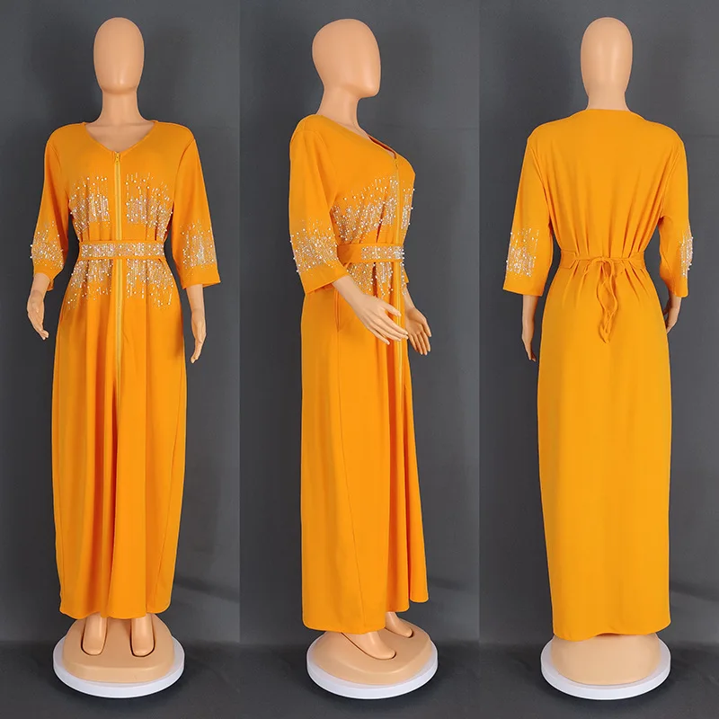 Abiti Donne Musulmane Aperto Abaya Dubai Jalabiya Eid Ramadan Diamanti Cintura Marocco Caftano Islam Abiti Cardigan Robe 2025