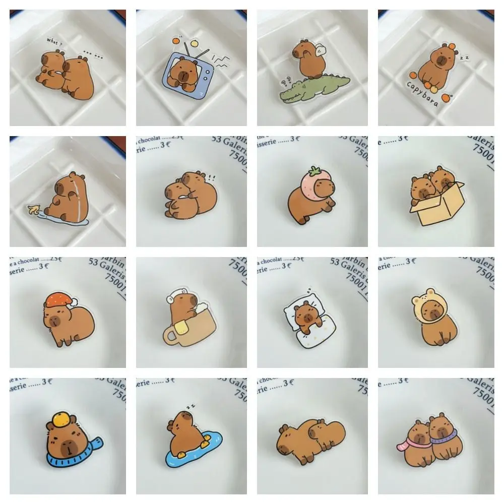 Exquisite Brustnadel, Acryl-Capybara-Pin, niedliches Kapibara-Tierabzeichen, modische schöne Capybara-Pin-Röcke
