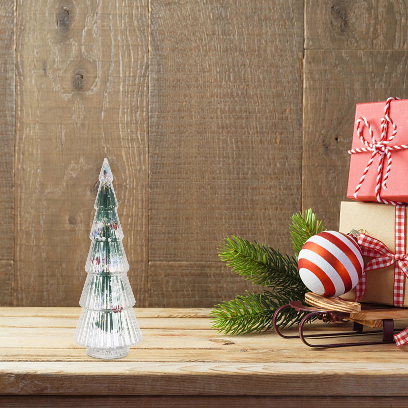 

Glowing Christmas Tree LED Light Mini Tabletop Pine Needle Xmas Night Light Fireplace Mantel Shelf Holiday Decor