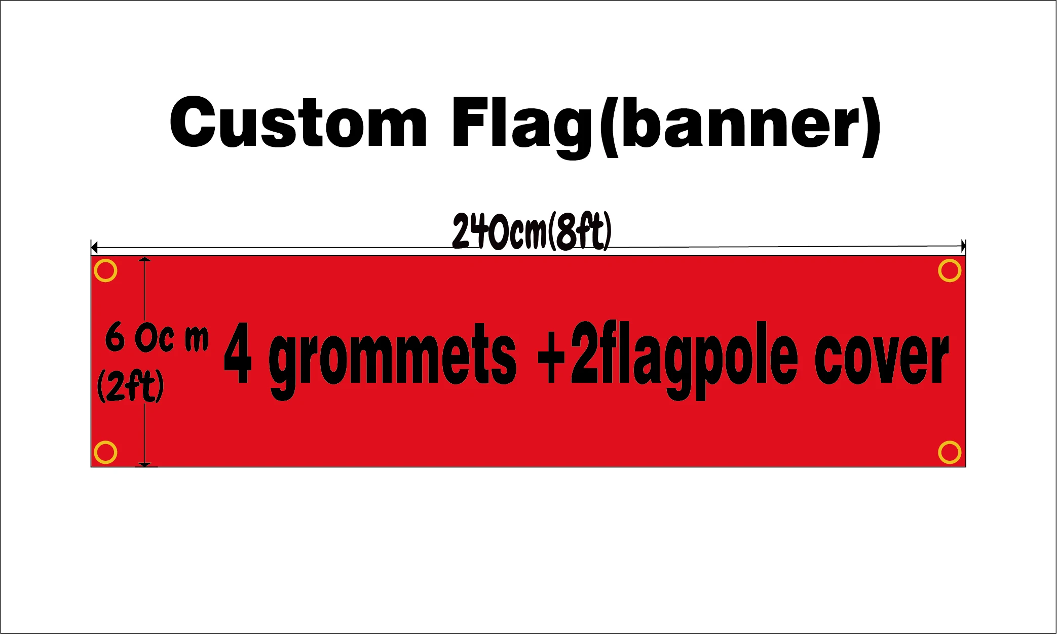 Custom 2x8FT Banner 60X240cm Any Size Brand Logo Sport Club Indoor Outdoor Vivid Color Decoration Promotion Double Stitched