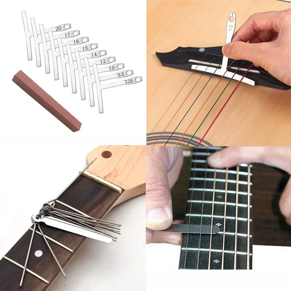 Guitar Repair Kit Set 72 In 1 Repair and Maintenance Products Silk Grinding Measurement Roll Cutting String Cleaning Sticker