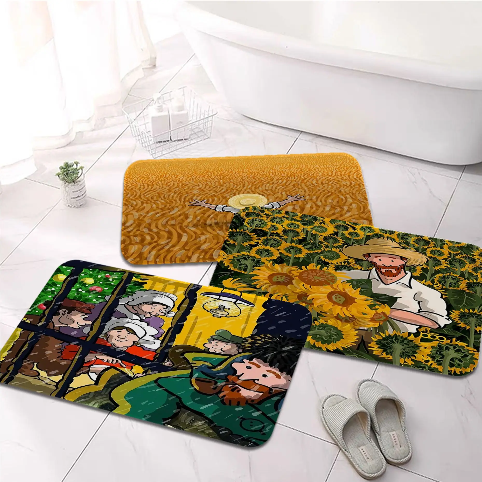 

Famous Van Gogh Print Long Rugs Kids Room Bedroom Decoration Balcony Anti-Slip Doormat Living Room Hotel Decor Mat