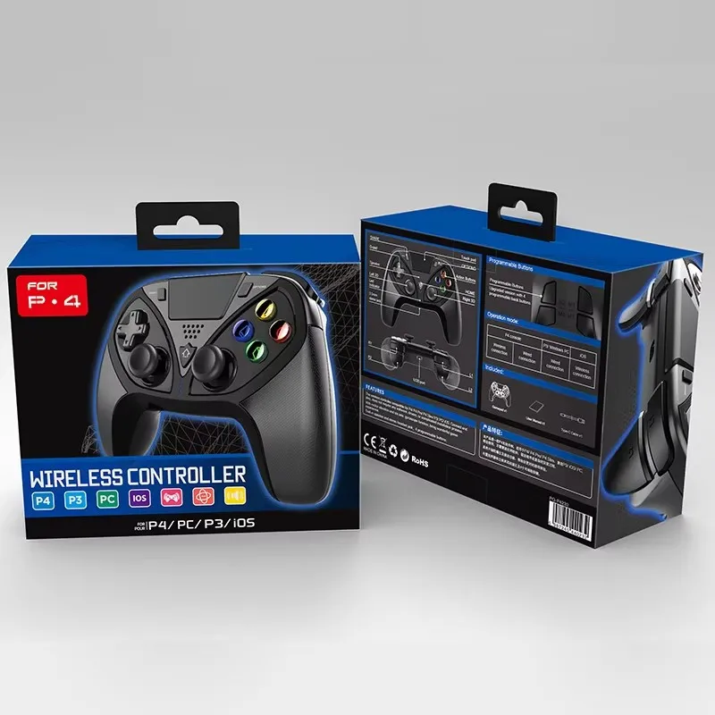 Ipega وحدة تحكم ألعاب بلوتوث للوحة ألعاب بلاي ستيشن 4 اللاسلكية مع وظيفة صناعة ستة محاور Joypad لـ PS4/IOS/Android