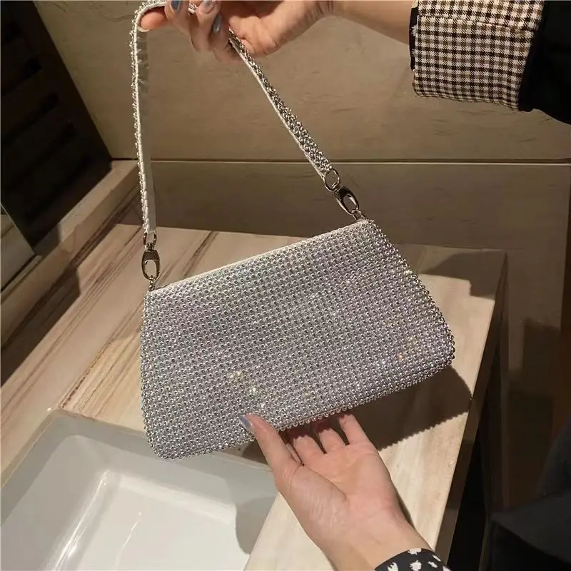 Zipper Design Women Bags Rhinestones Evening Bags Party Wedding Chain Shoulder Handbags Luxury Handbags