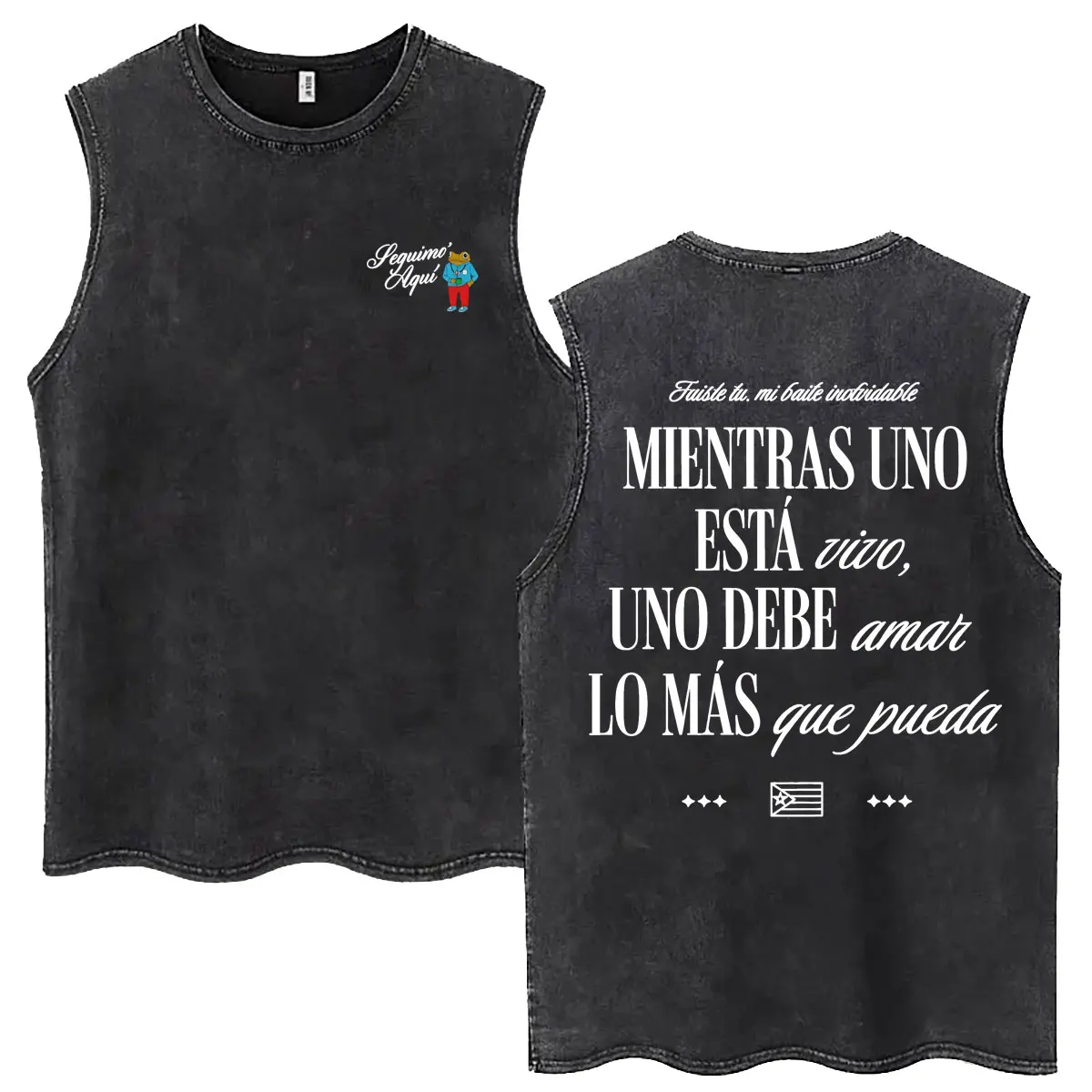 

Rapper Bad Bunny Vintage Washed Sleeveless Vest T-shirt Debi Tirar Mas Fotos DTMF Tour Tank Tops Men Fashion Hip Hop T Shirts