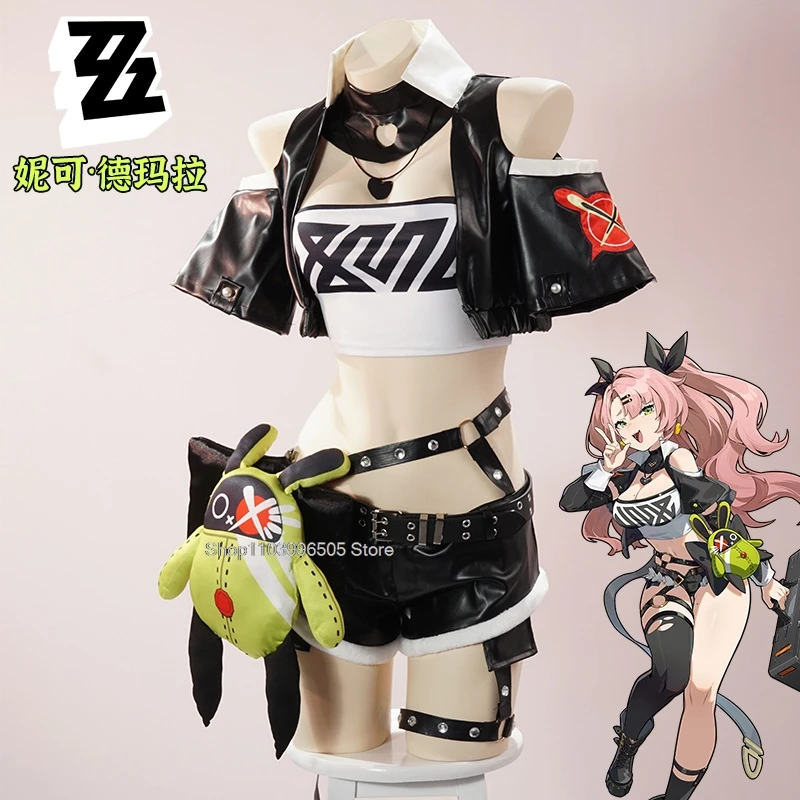 

Game Zenless Zone Zero Cosplay Nicole Demara Costume Women Sexy Party Suit Punk Coat Top Pants Halloween Carnival Uniform Custom