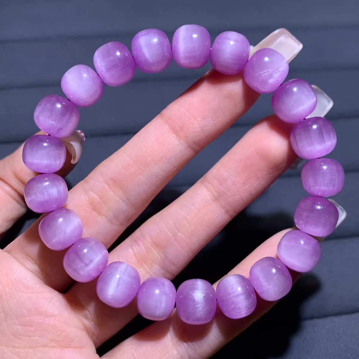 

Natural Purple Kunzite Beads Bracelet Jewelry 8x8mm Big Women Men Bracelet Cat Eye Healing Stone Women Men AAAAAA