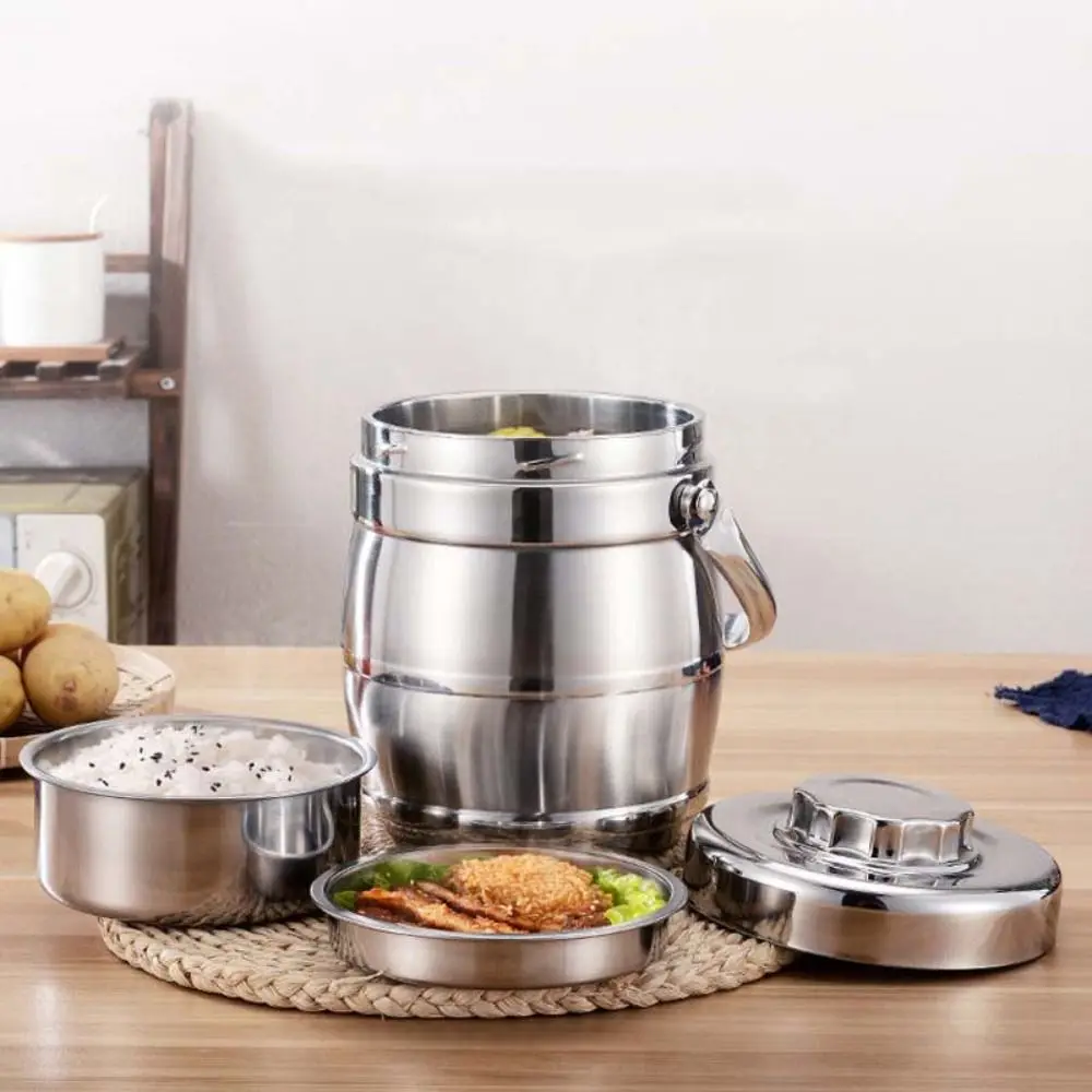 

Stainless Steel Thermos Food Jar Foldable Handle Large Capacity Thermal Lunch Box Durable Leakproof Insulated Pot Workers