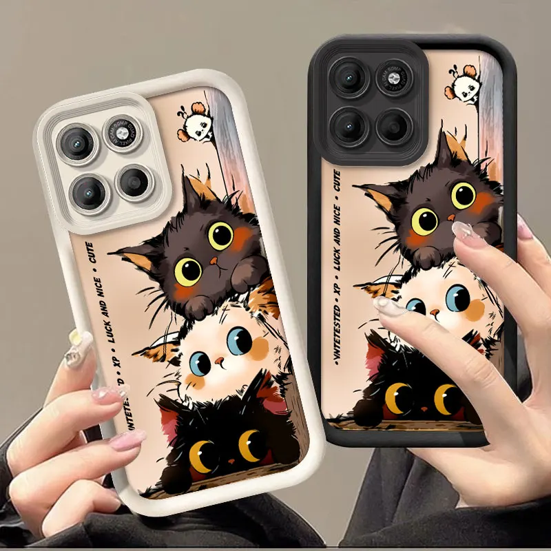 Flexible Silicone Case For Motorola Moto G86 Motorola Moto G56 Protective Cover Shockproof Cat Print Pattern Fundas