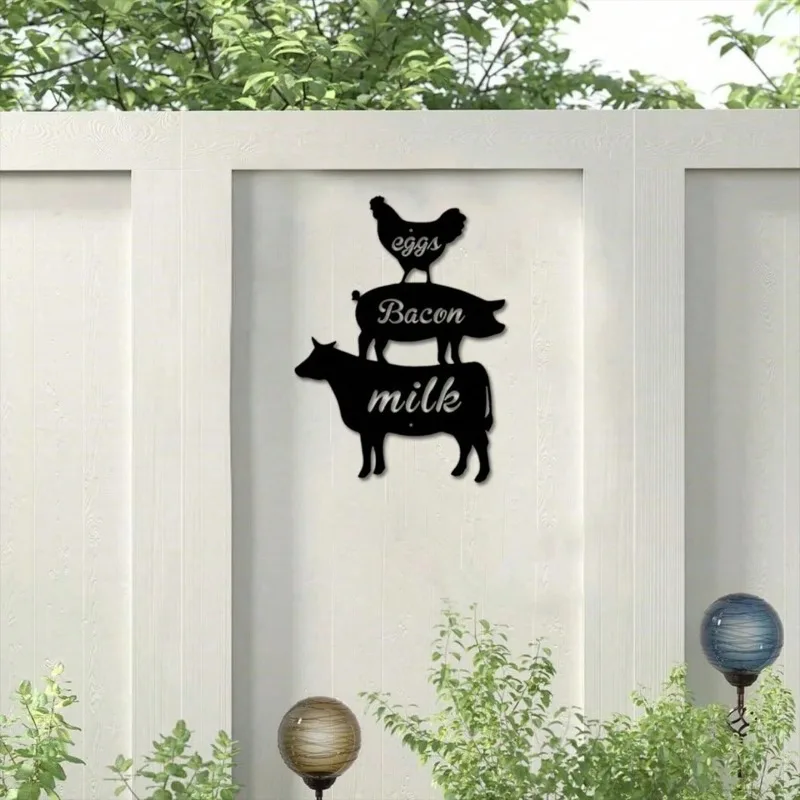 قطعة واحدة من لافتة المزرعة - لوحات فنية جدارية معدنية مع حيوانات المزرعة، لوحات معلقة على الحائط لتزيين حفلات الحديقة #6