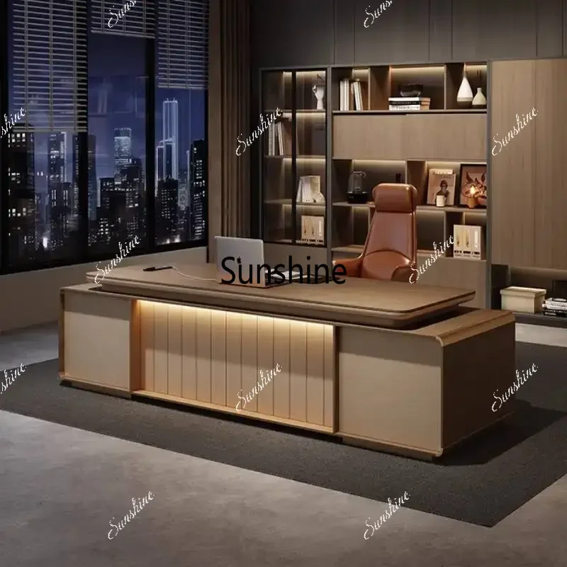 Wooden Asthetic Office Desks  Strong Drawers Modern Office Desks Luxury Computer Cheap Mesa De Escritorio Furniture