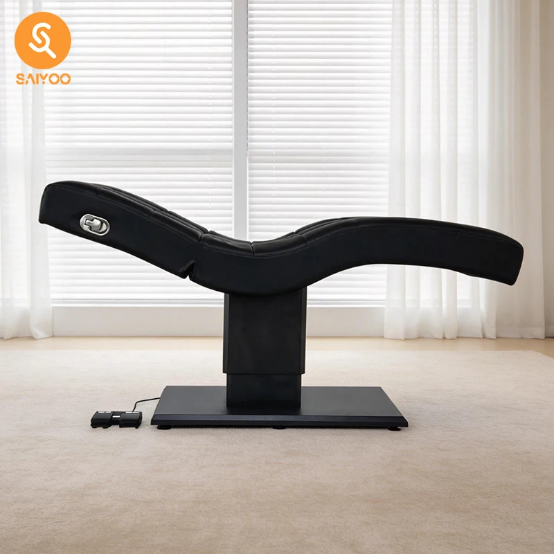 Electric Height Adjustable S Shape Folding Massage Table Metal Frame Synthetic Leather Spa Esthetician Tattoo Salon Bed