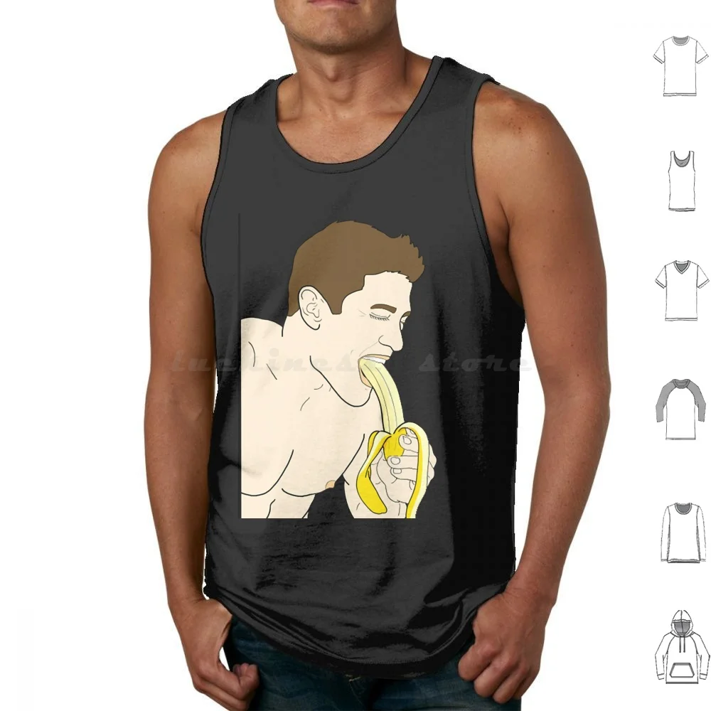 Deep Throat Tank Tops Vest Sleeveless Deep Throat Banana Cartoon Cock Dick Oral Pop Art Sex Xxx