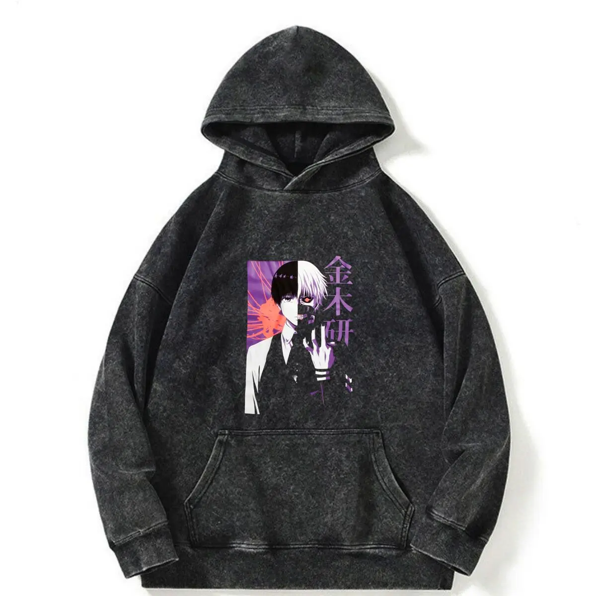 Tokyo Ghoul Kaneki Ken Diseño temático de arte Sudadera con capucha de algodón relajada Sudadera de calle informal de manga larga