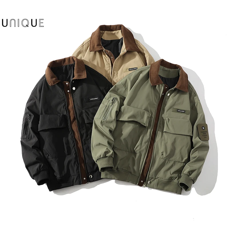 

Spring and Autumn Loose Casual Style Jacket with Multiple Pockets, American Pilot Jacket, Winter Warm Zipper Collar Jacket