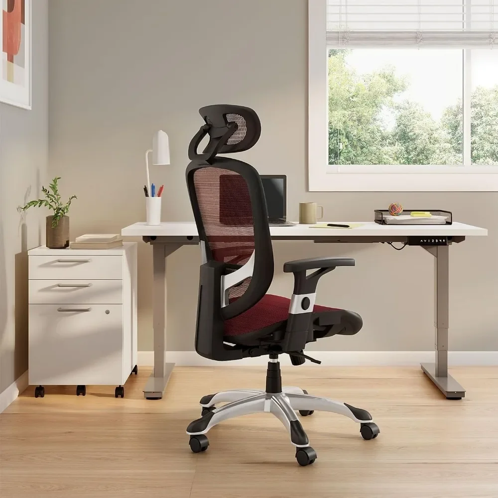 Adjustable Office with Breathable Material, Provides Lumbar, arm and Head Support, Perfect Desk for the Modern