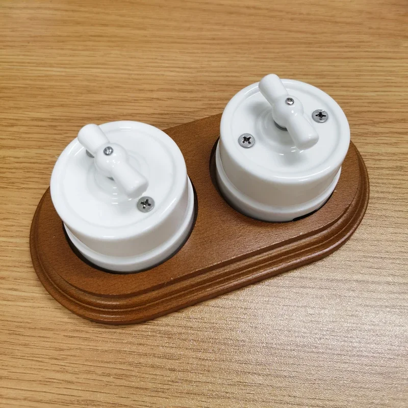 High Quality DIY Wall EU Switch Socket Round Perforated Wall 1-3 Position European Style Wood Bracket