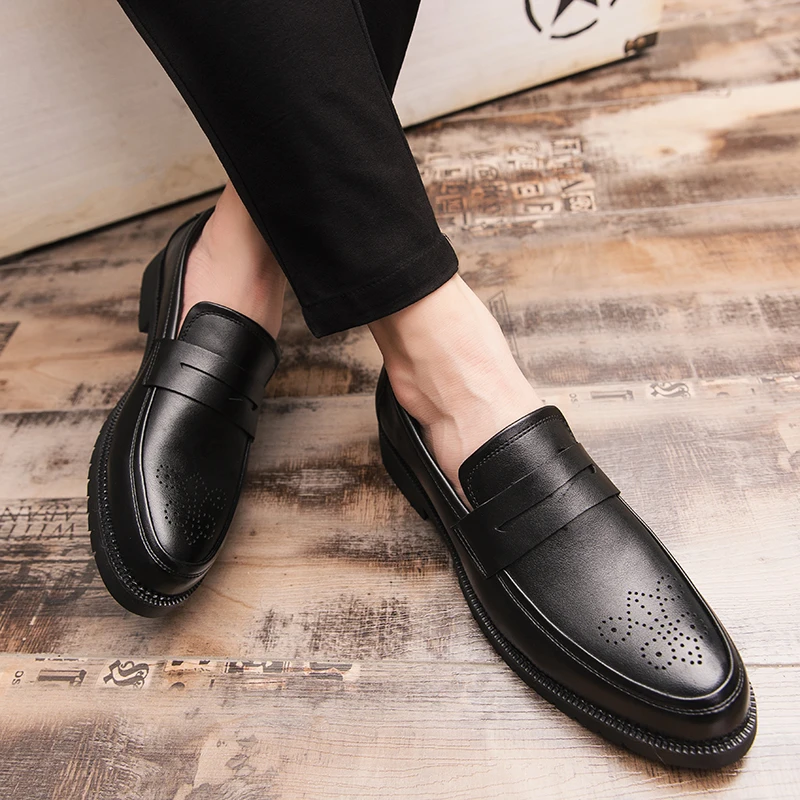 Fashionable British Men\'s Trendy Shoes Classic Brown Men\'s Low Cut Loafers Versatile Business Commuting Shoes Elegant Work Shoes