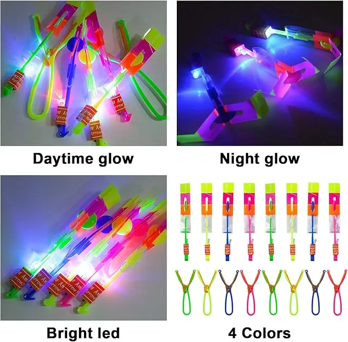 لعبة أطفال مضيئة لعبة قاذفة الصواريخ المتوهجة عالية الجودة من البلاستيك سهام طائرة صغيرة للعب الألعاب