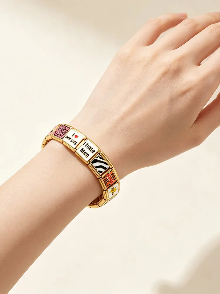 Buntes Zebramuster Leopardenmuster Spinnenstern Edelstahl-Schmuckstücke Italienische Glieder passend für 9mm Charm-Armbänder zum Selbermachen