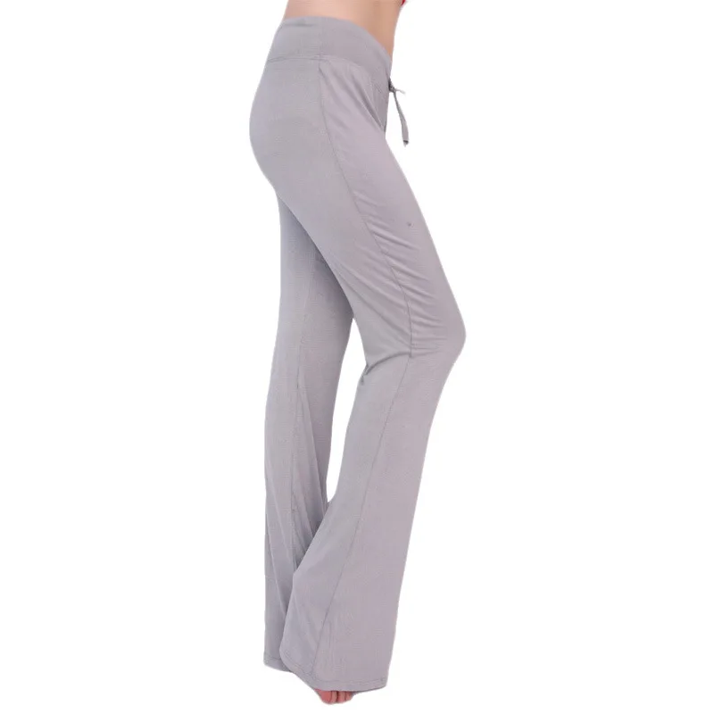 Women's Mid Waist Drawstring Flared Leg Yoga Pants Soft Fabric Multi Color Casual Daily Workout Trousers #5