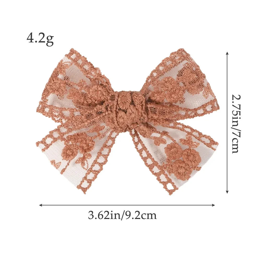 2Pcs/Set Baby Girl Hair Clip Cute Lace Cutout Bowknot Handmade Bows Hairpin Barrettes Kids Headwear Solid Color Hair Accessories image 3