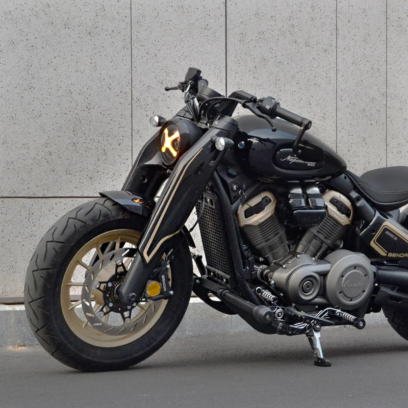 مناسبة للمصابيح الأمامية الرجعية المعدلة Benda Napoleon 450، المصابيح الأمامية اللامعة المقاومة للماء والغبار على شكل X، والدراجات النارية #3