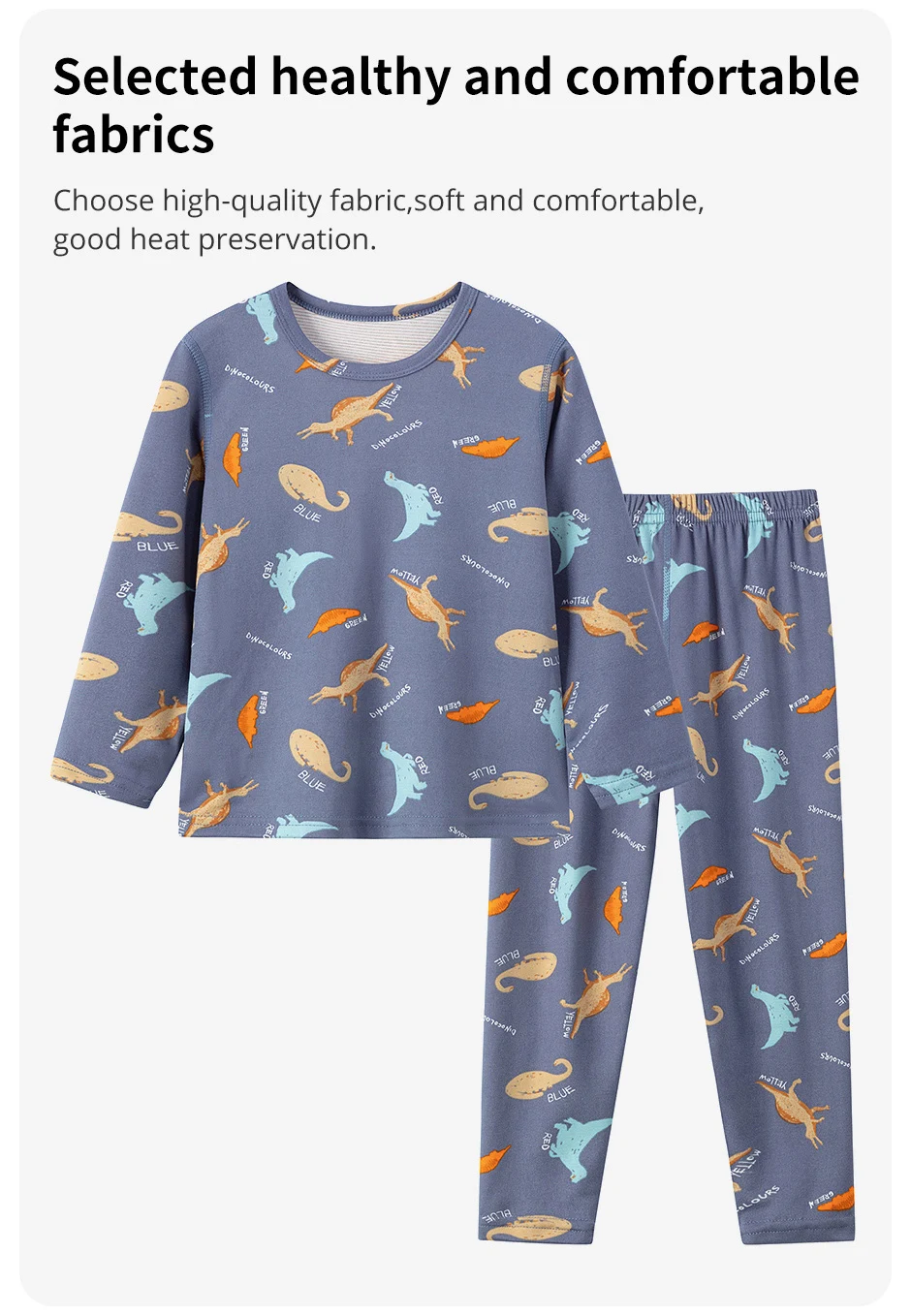 2-teiliges Kinder-Set, Jungen/Mädchen, gleicher Stil, Herbst/Winter, warm, schweißabsorbierend, bedruckt, mehrfarbig, modische Pyjamas – Detail 3