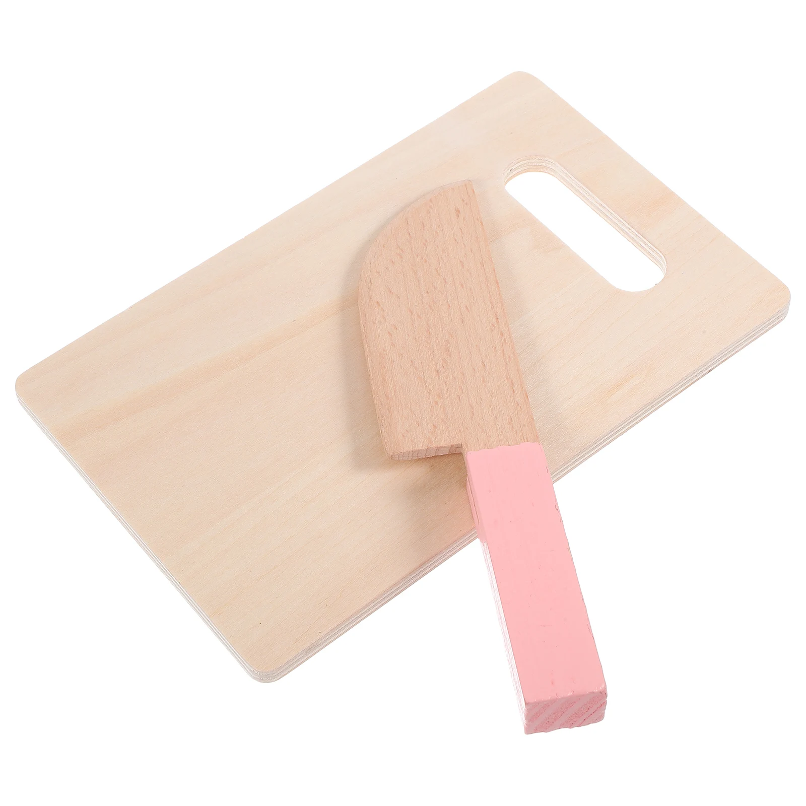 

1 set Pink Wooden Cutting Board Toy Smooth Lightweight Safe Kids Kitchen Play Accessories Vegetable Chopping Playing House