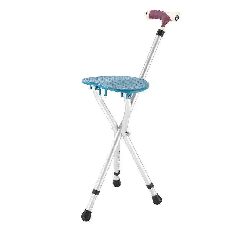 

Folding Triangle Crutch For The Elderly, Aluminum Alloy Adjustable Triangle Crutch Stool