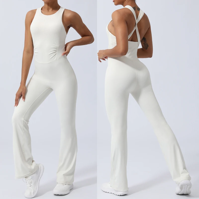 One Piece Fitness Yoga Set Women Solid Color Gym Jumpsuit Buttery Soft Breathable Quick Dry Sportswear Female Workout Clothes