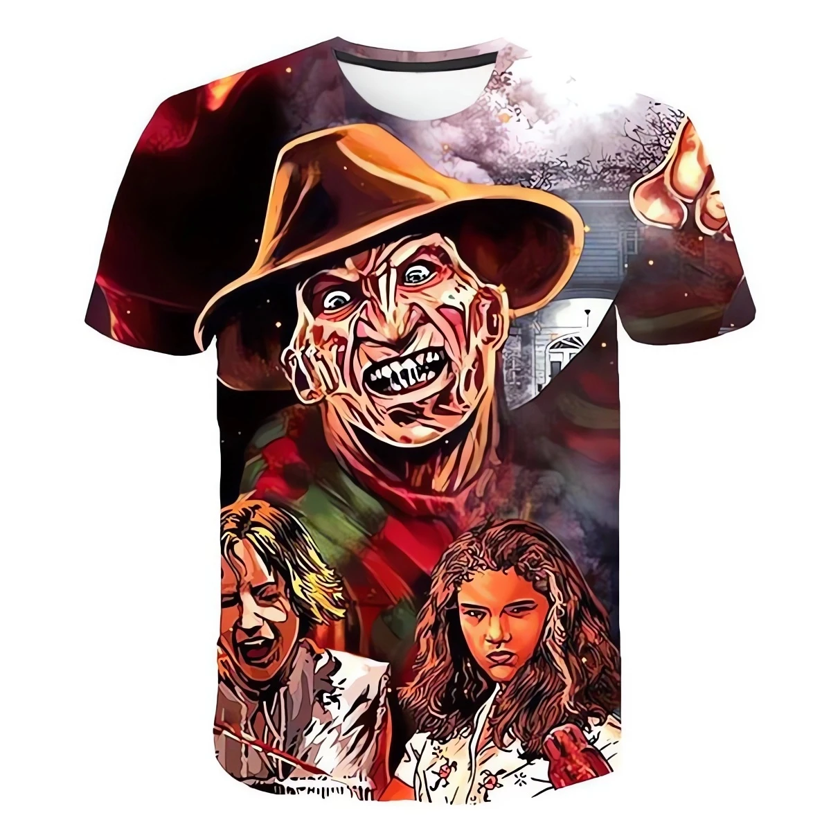 Camiseta de moda, jersey deportivo, camisa de verano, Tops nuevos para hombres/mujeres, Camiseta estampada en 3D, Horror Freddy Krueger Jason, manga corta