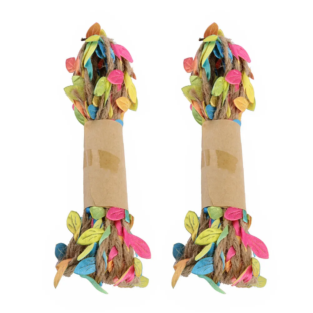 2 Rolls Simulation Leaves Hemp Rope Colorful Creative DIY Accessory Flower Bouquet Packing Rope Home Shop Decoration