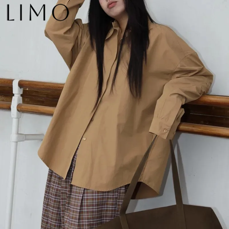 

LIMO Women’s Cool Chic Casual Shirt Oversized Lapel Collar Hidden Button Pocket Minimalist Solid SS2025 New High Quality