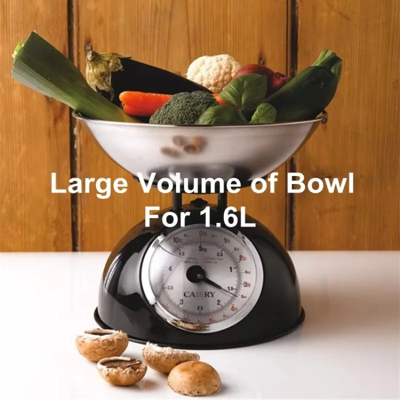 低価格金属製ハウジングダイヤル式スプリングバランス機械式キッチン計量食品スケールスプリングスケール、ボウル付き、5kg、4kg、20g計量可能