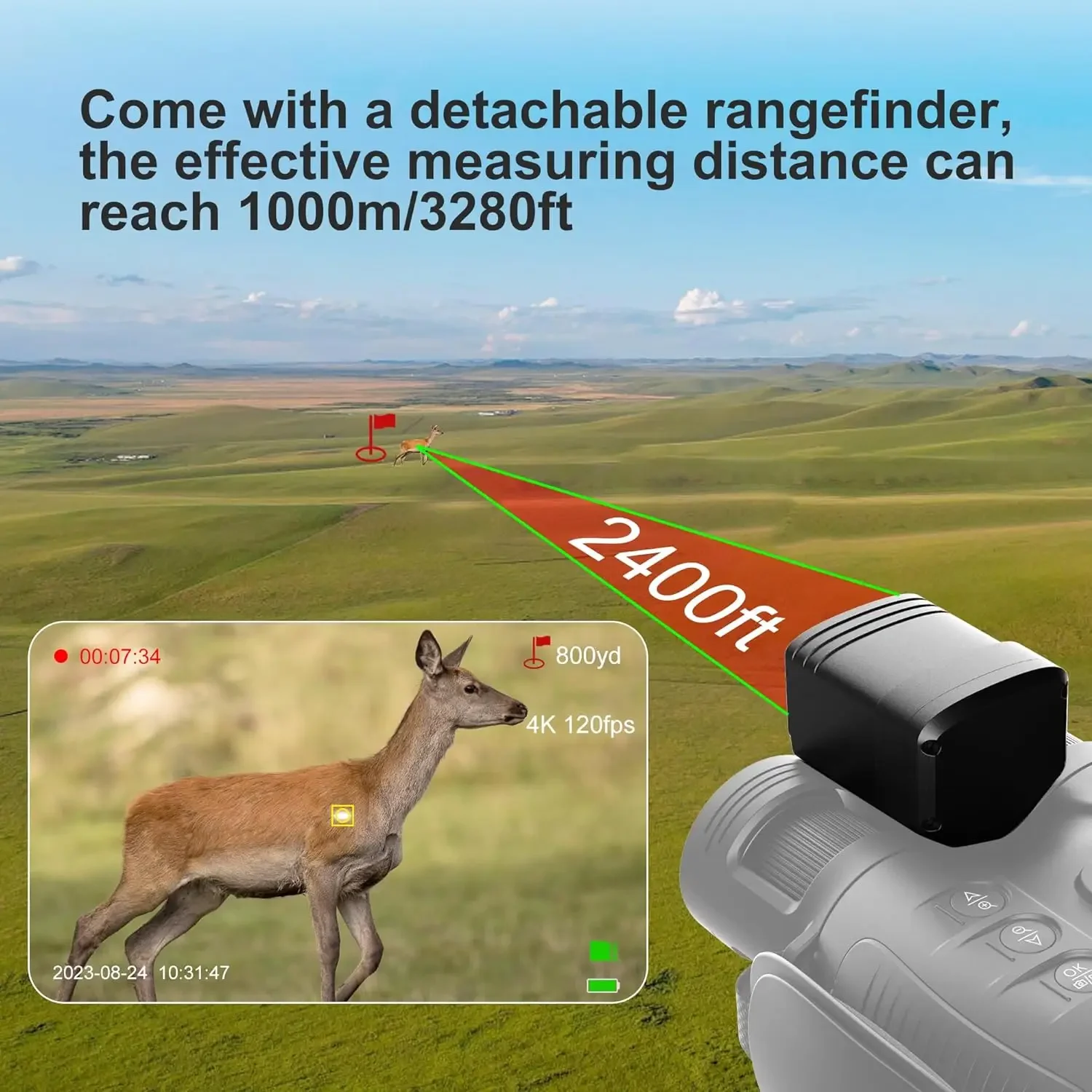 ai Find NV200 True 4K 35mm Night Vision Binoculars, Day/Night Vision Goggles with Rangefinder