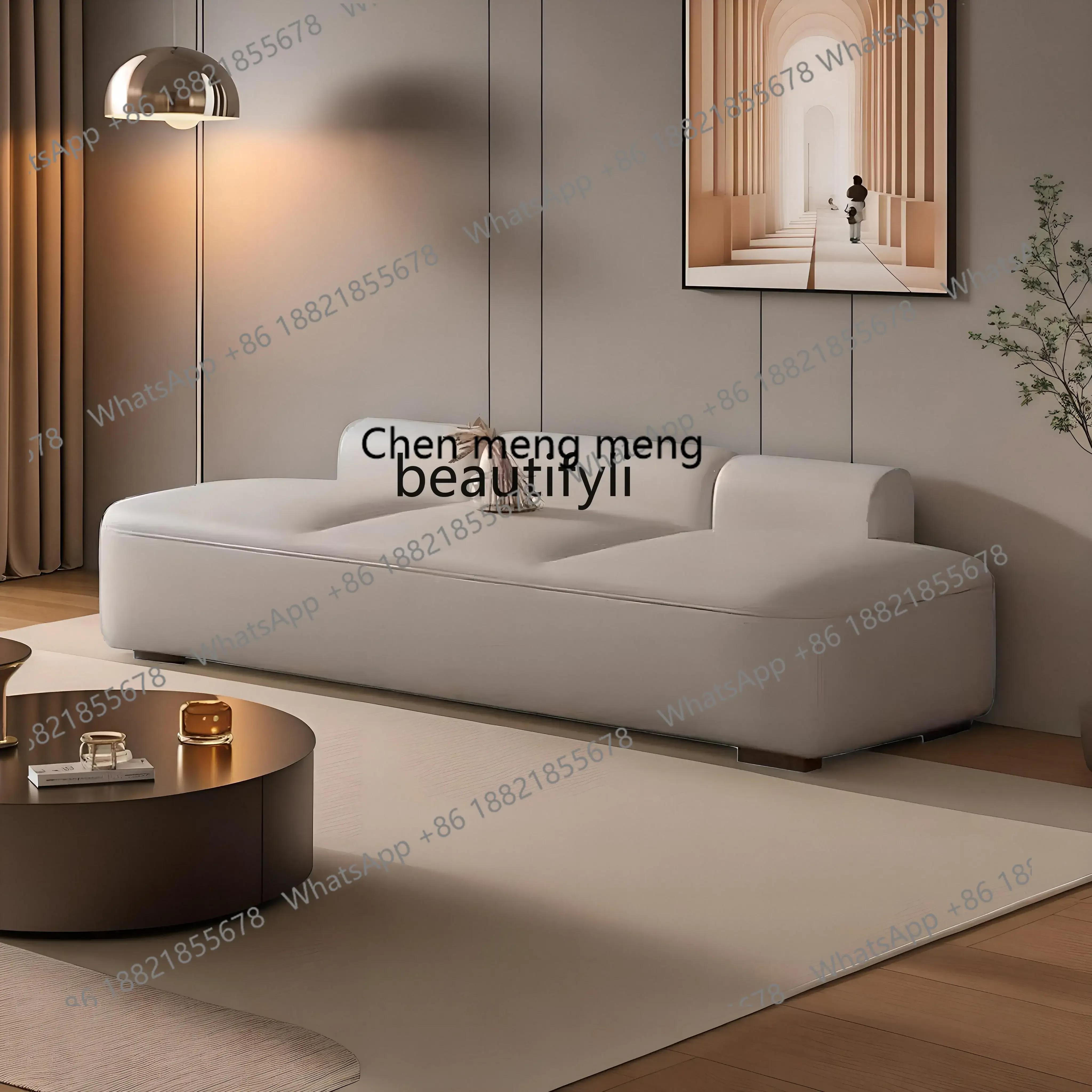 X 32 Office, bedroom, minimalist end stool sitting area, leather, hotel straight sofa